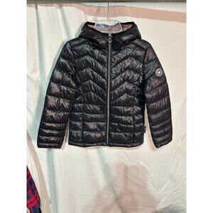 Noise M 10 black cruelty free outerwear hooded front zip jacket nylon nwot